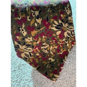 DOPSTROM Silk Tie Floral Green Burgundy Italy Handmade Men’s Necktie